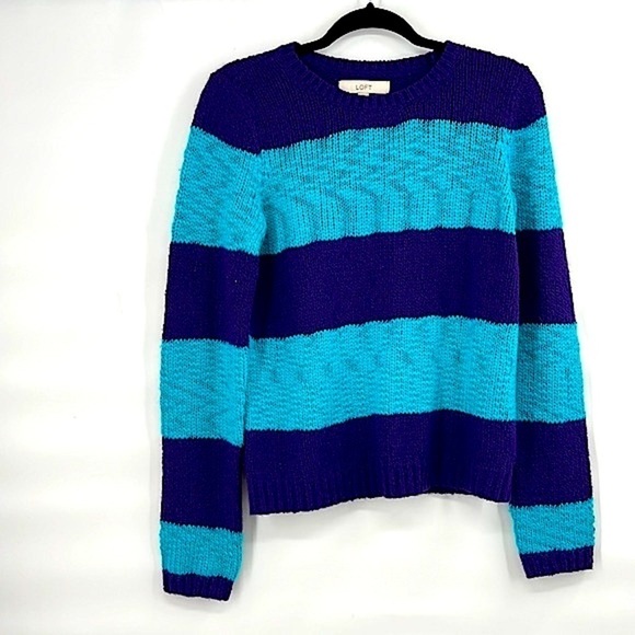 Loft teal and purple cozy sweater size medium - Picture 1 of 5